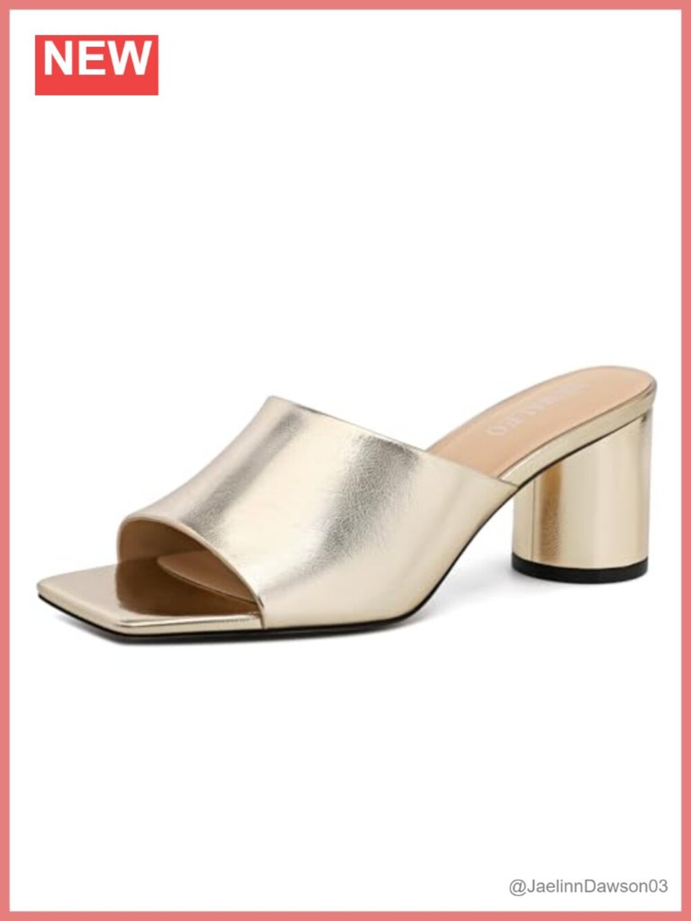 Chunky Mule Heels Square Toe Slip On Dressy Sandals Block Heel Faux Leather